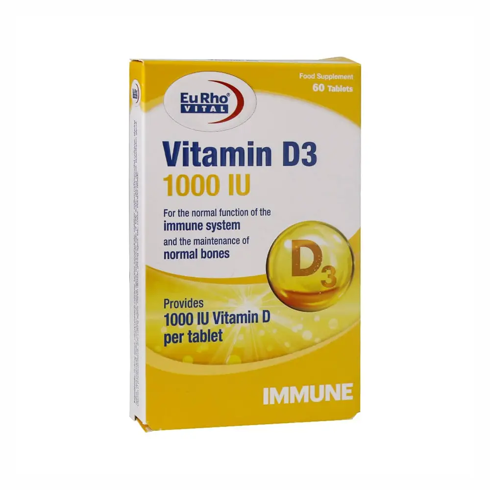 قرص ویتامین D31000 یوروویتال-60عددی